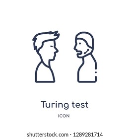 Linear Turing Test Icon From Artifical Intelligence Outline Collection. Thin Line Turing Test Vector Isolated On White Background. Turing Test Trendy Illustration