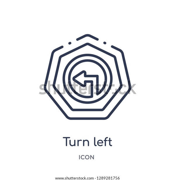 Linear turn left icon from Arrows outline\
collection. Thin line turn left vector isolated on white\
background. turn left trendy\
illustration