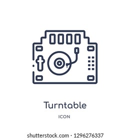 Linear turntable icon from Discotheque outline collection. Thin line turntable icon vector isolated on white background. turntable trendy illustration