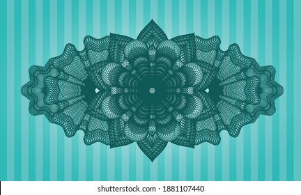 Linear Turquoise color emblem. Bars luxurious background. Artistic illustration. 