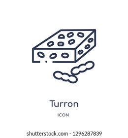 Linear turron icon from Culture outline collection. Thin line turron icon vector isolated on white background. turron trendy illustration