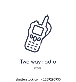 Linear two way radio icon from Army and war outline collection. Thin line two way radio vector isolated on white background. two way radio trendy illustration