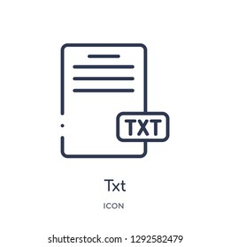Linear txt icon from File type outline collection. Thin line txt icon vector isolated on white background. txt trendy illustration