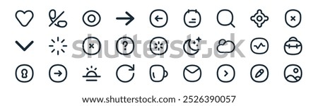 linear ui essential icon pack. vector thin line edit, call, eye,  , question, work, cup, gallery icons suitable for apps and websites ui designs