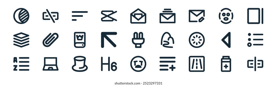 linear ui icon pack. vector thin line medicine, link, menu, facial mask, left up, open menu, crying baby, link icons suitable for apps and websites ui designs