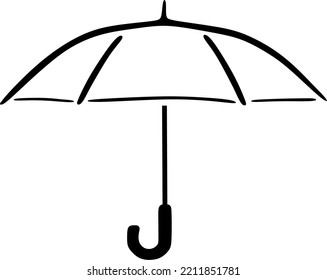linear umbrella illustration on white background, vector design logo