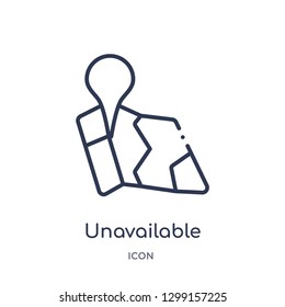 Linear unavailable location icon from Maps and locations outline collection. Thin line unavailable location icon isolated on white background. unavailable location trendy illustration