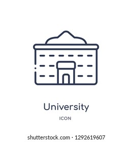 Linear university icon from Education outline collection. Thin line university icon vector isolated on white background. university trendy illustration