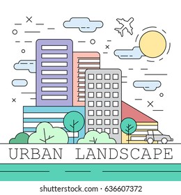 Linear Urban Landscape Illustration