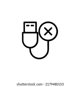 Linear usb cable not connected icon isolated on white background