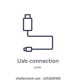 Linear usb connection icon from Electronic stuff fill outline collection. Thin line usb connection icon vector isolated on white background. usb connection trendy illustration