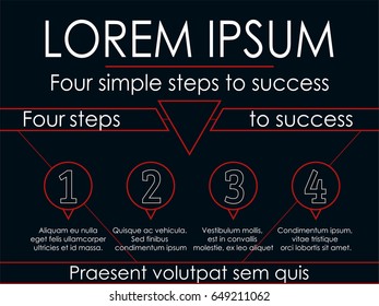 Linear User Interface. Futuristic Infographic. Black and Red Colors Conceptual Line Vector Illustration. Attracting attention Advertising Minimalistic Poster or Banner or Presentation Template