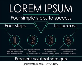 Linear User Interface. Futuristic Infographic. Black and Green Colors Conceptual Line Vector Illustration. Attracting attention Advertising Minimalistic Poster or Banner or Presentation Template.