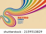 Linear vector abstract background in all colors of rainbow, retro style lines in 3D dimensional perspective, vintage poster art.