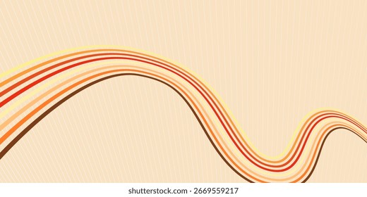 Linear vector abstract background in all colors of rainbow, retro style lines in 3D dimensional perspective, vintage poster art.