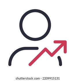 Steigende Rating und Statistik für lineare Vektorkonten. Informationen über die Bewertung von Accounts mit Pfeilsymbol-Design. 