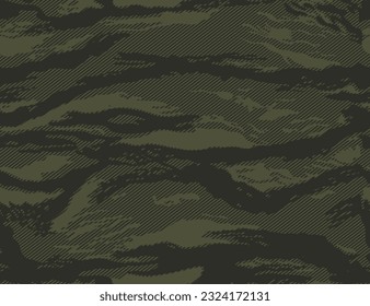 Linear vector camouflage background, khaki pattern, trendy texture