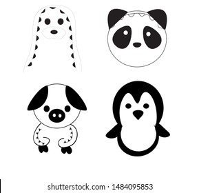 The linear vector children's illustration set of cute animals