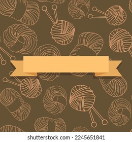 Linear vector collection of knitting threads. Yarn, knitting, knitting needles. Hobby.