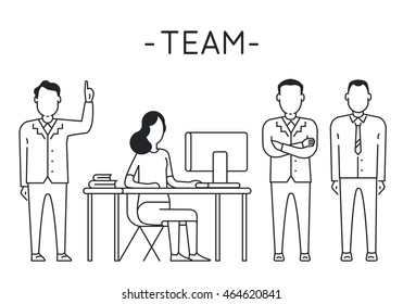 Linear Vector Concept of Business People Teamwork, Human Resources, Career Opportunities, Team Skills