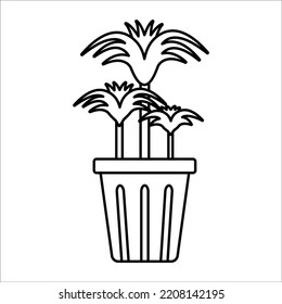 Linear vector dracena icon. Isolated outline picture of the houseplant on white