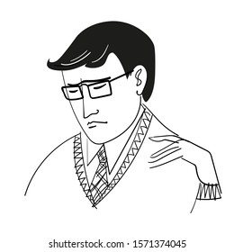 linear vector drawing of a man's head in glasses