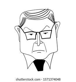 linear vector drawing of a man's head in glasses