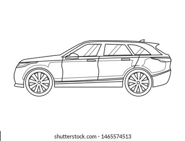 Car Outline Line Art Illustration Compact Stock Vector (Royalty Free ...