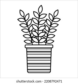 Linear vector ficus icon. Isolated outline picture of the houseplant on white