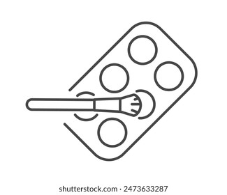 Iconos gráficos de Vector lineal de belleza y cosmética en forma de sombra de párpados y maquillaje de ojos.