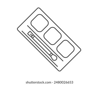 Linear vector graphic icons of beauty and cosmetics in the form of eyelids shadow and eye makeup.