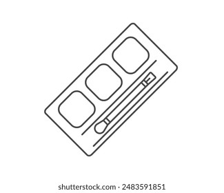 Iconos gráficos de Vector lineal de belleza y cosmética en forma de sombra de párpados y maquillaje de ojos.