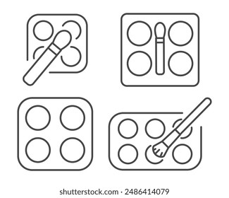 Linear vector graphic icons of beauty and cosmetics in the form of eyelids shadow and eye makeup.