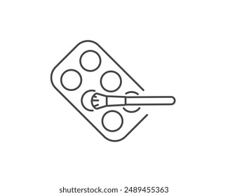 Linear vector graphic icons of beauty and cosmetics in the form of eyelids shadow and eye makeup.