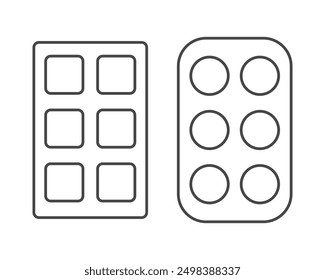 Linear vector graphic icons of beauty and cosmetics in the form of eyelids shadow and eye makeup.