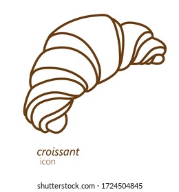 Linear vector hand drawn croissant icon. Outline bakery croissant vector isolated on white background for design menu cafe,bistro, restaurant, label and packaging.
