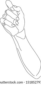 Linear vector. Hand in motion, holding something.