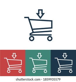 Linear vector icon with add product to cart