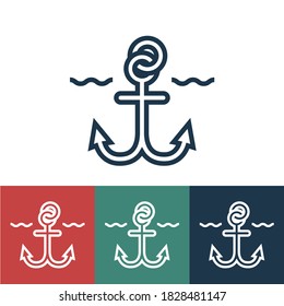 Lineares Vektorsymbol mit Anker im Wasser