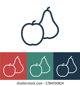 Linear vector icon with apple and pear