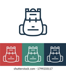 Linear vector icon with backpack