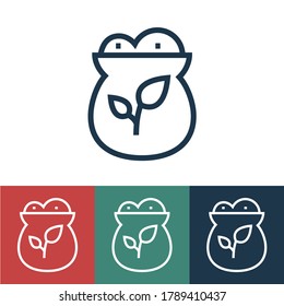 Linear vector icon with bag of seeds