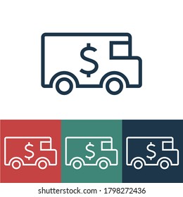 Linear vector icon with banking collector car