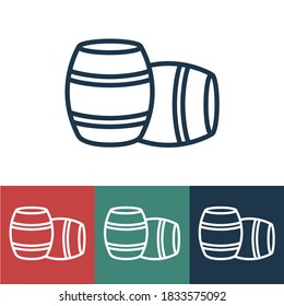 Linear vector icon with barrels of alcohol