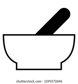 Linear vector icon. Black and white drawing of a container for mixing medicinal powders.