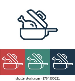 Linear vector icon with boiled chicken