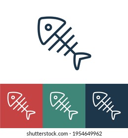 Linear vector icon with bone from fish