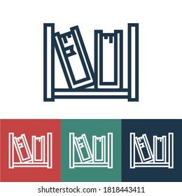 Linear vector icon with bookshelf