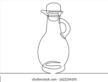 Linear vector icon of the bottle with olive oil-Continuous one line drawing