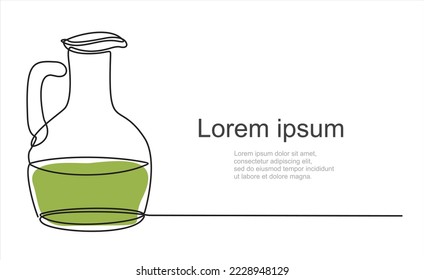 Linear vector icon of the bottle with olive oil-Continuous one line drawing